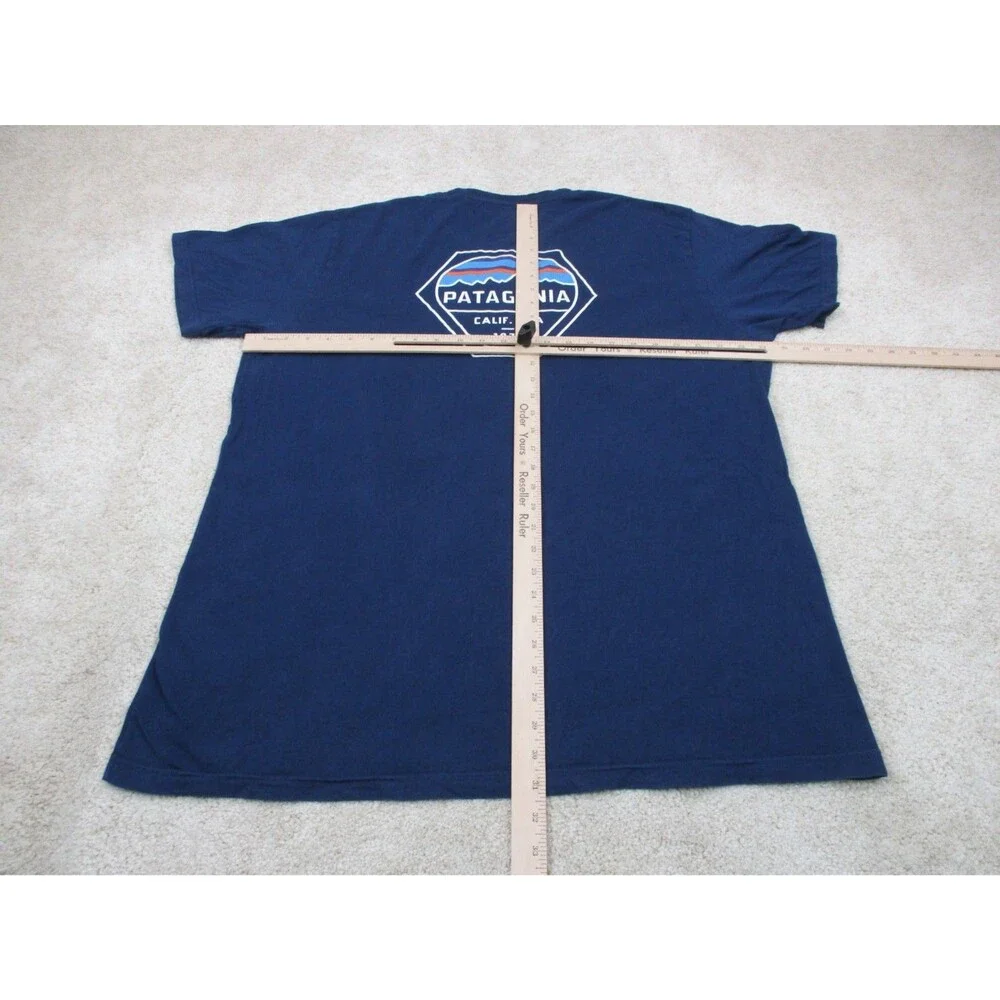 Patagonia Shirt Mens 2XL Slim Fit Blue Organic Cotton Tee Crew Neck Short Sleeve - Picture 11 of 15